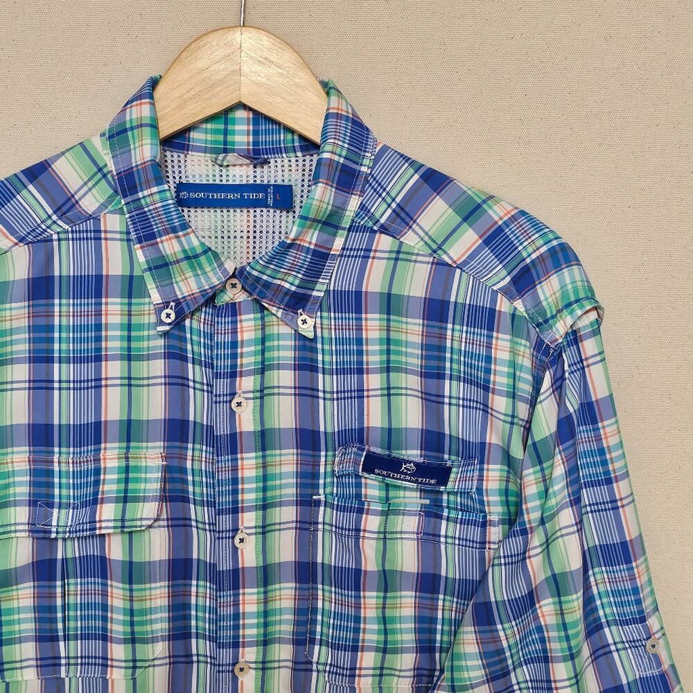 Southern Tide Shore Shot Performance Fishing Sport Shirt L